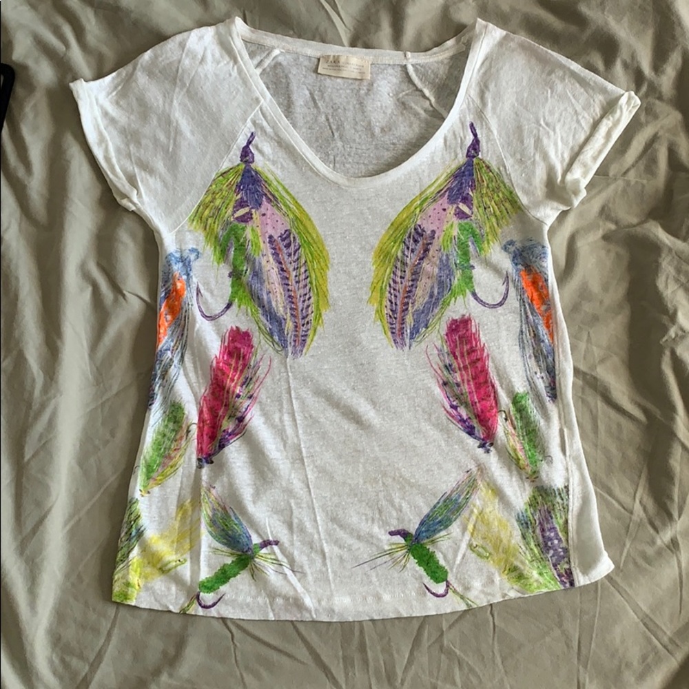 Zara Feather Print Tee
